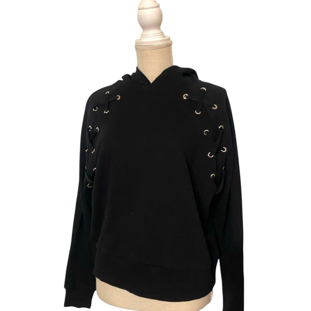 Victoria Sport Black Lace-Up Women's Hoodie NWT
